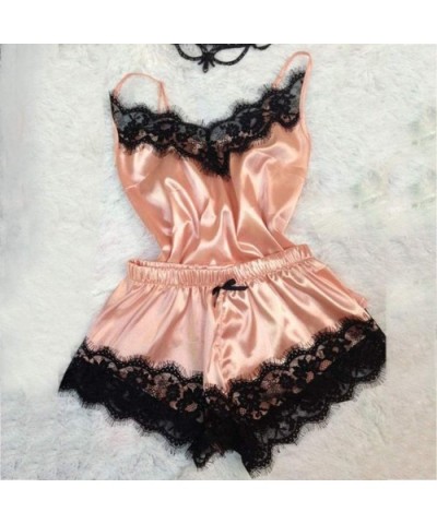 2PC Lingerie Women Babydoll Nightdress Pajamas Nightgown Sleepwear Lace Underwear Set - A_pink - CJ19547K5WM $16.90 Baby Doll...