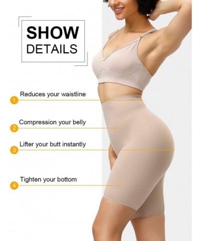 Women's High/Low Waist Shaper Panties Tummy Control Thigh Slimmer Shapewear Slips for Under Dresses - Beige 3 - CX18XZXTR6X $...