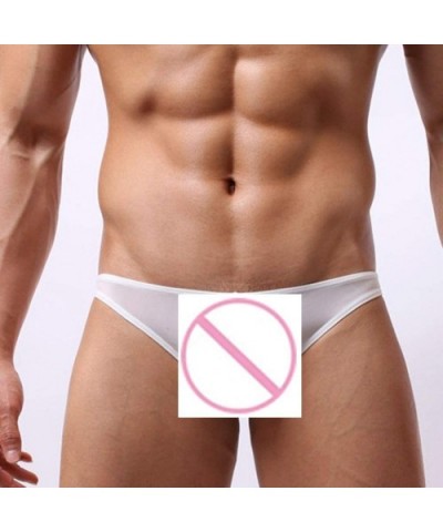 Mens Underwear Thong Briefs Sexy Fashionable Pure Lace Sexy Underwear - White - CI18SLGS4A5 $16.70 Briefs