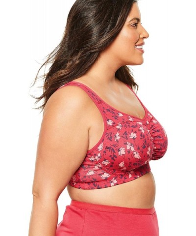 Women's Plus Size Wireless Ruched Bra - Vanilla White Leaf (1644) - CK18LZZHUS6 $51.24 Bras