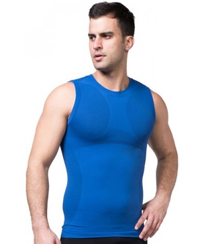 Men's Vest Sweat-Absorbent Quick-Drying Workout Clothes K8-SS-M05 - Blue - CA18QWSNG6M $36.04 Shapewear