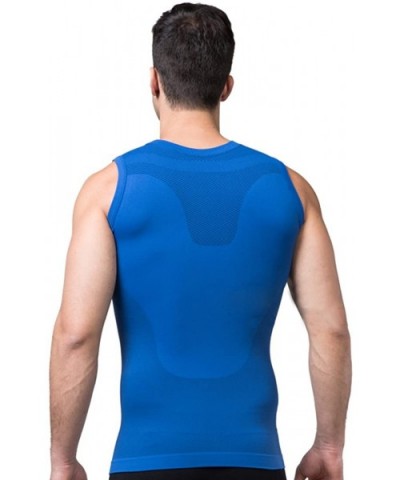 Men's Vest Sweat-Absorbent Quick-Drying Workout Clothes K8-SS-M05 - Blue - CA18QWSNG6M $36.04 Shapewear