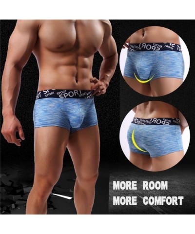 Men's Underwear Boxer Briefs Breathable Bulge Pouch Underpants Low Rise Elastic - A22 Black 2 Blue - C818SSNZ29W $24.35 Boxer...