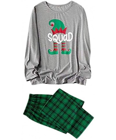 Matching Family Pajamas Sets Christmas PJ's with Letter and Plaid Printed Long Sleeve Tee and Pants Loungewear - Green a - C4...