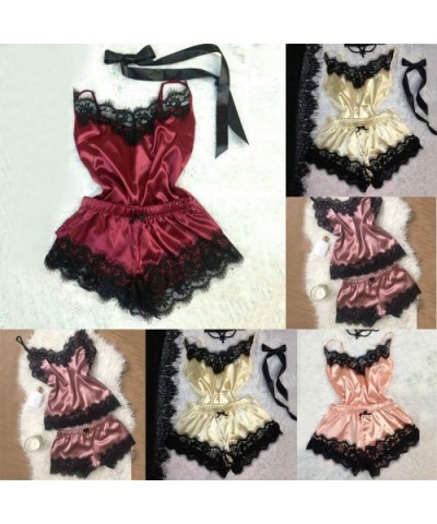 Fashion Women's Sexy Lace Underwear Temptation Babydoll Lingerie Pajamas - Hotpink - CQ193G0C7Q3 $14.71 Baby Dolls & Chemises