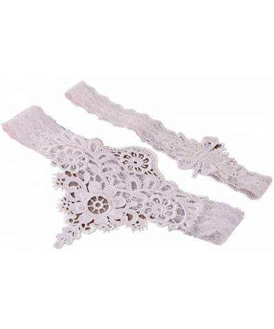 2-Piece Set Sexy Lace Wedding Garters for Bride Party Prom Garter - White 1 - CY18UKXR8ZU $14.39 Garters & Garter Belts