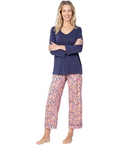 Women Pajamas Silky Rayon - Womens PJs- Pink - Capri Style - CN18GCIRTUY $57.35 Sets