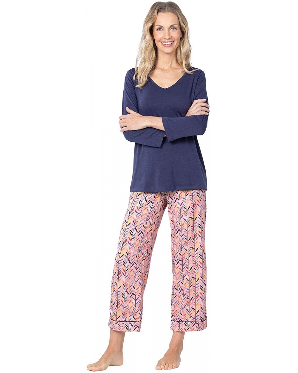 Women Pajamas Silky Rayon - Womens PJs- Pink - Capri Style - CN18GCIRTUY $57.35 Sets