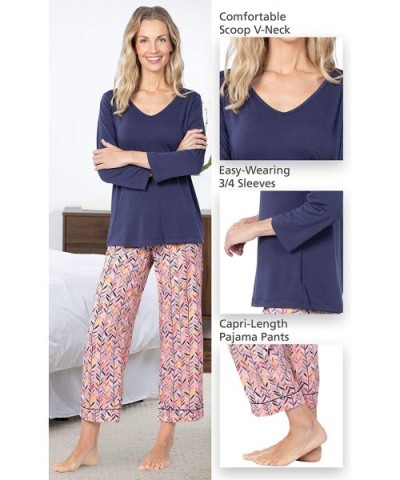 Women Pajamas Silky Rayon - Womens PJs- Pink - Capri Style - CN18GCIRTUY $57.35 Sets