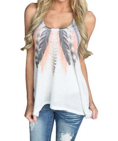 Women Feather Sleeveless Shirts Blouse Tank Tops - Orange - CL18CCKRNL0 $17.80 Baby Dolls & Chemises