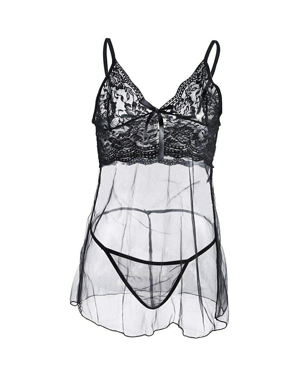 Sexy Women Lingerie Ultrathin Lace Babydoll Body Outfit Sleepwear Nightwear Black - CL19CK7U3CQ $21.61 Baby Dolls & Chemises