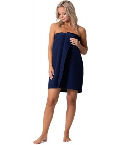 Women's Waffle Spa Body Wrap with Adjustable Closure - Navy - CB12H8RGJMR $26.00 Robes