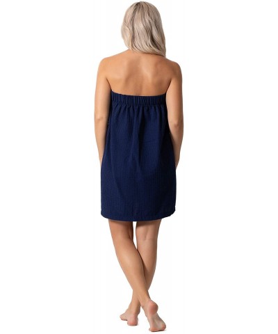 Women's Waffle Spa Body Wrap with Adjustable Closure - Navy - CB12H8RGJMR $26.00 Robes