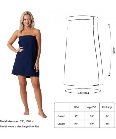 Women's Waffle Spa Body Wrap with Adjustable Closure - Navy - CB12H8RGJMR $26.00 Robes