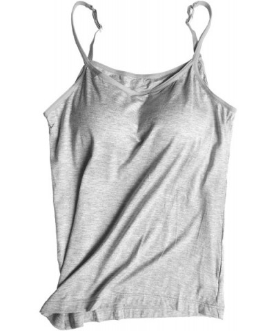 Womens Tank Tops with Built-in Bra Juniors Workout Top Tees - Adjustable-grey - C118XMRGNAC $19.72 Camisoles & Tanks