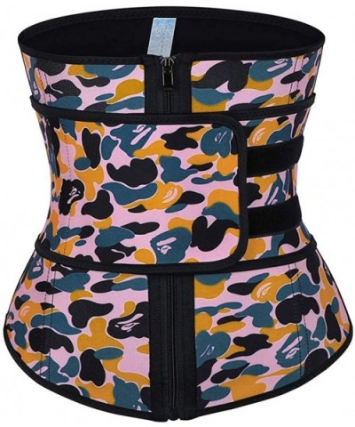 Women's Latex Underbust Corset Waist Training Trainer Sport Girdle - Camouflage Pink-2 Belt - C71900QI50T $58.87 Shapewear