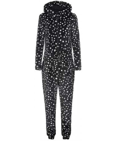 Flannel Pajamas Little Stars Prints Cosplay Onesie Pajama Gifts for Women - Black - CG18Z0UDXSL $69.52 Onesies