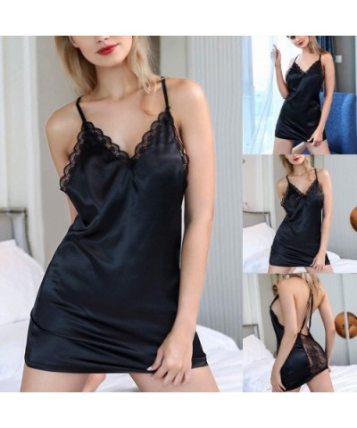 Plus Size Nightgown Lingerie for Women for Sex Lace Sexy Lingerie Lace Nightdress Mini Dress Pajamas Underwear Black - CU196I...