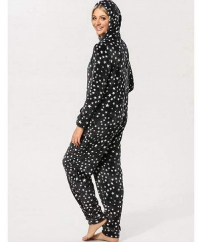 Flannel Pajamas Little Stars Prints Cosplay Onesie Pajama Gifts for Women - Black - CG18Z0UDXSL $69.52 Onesies