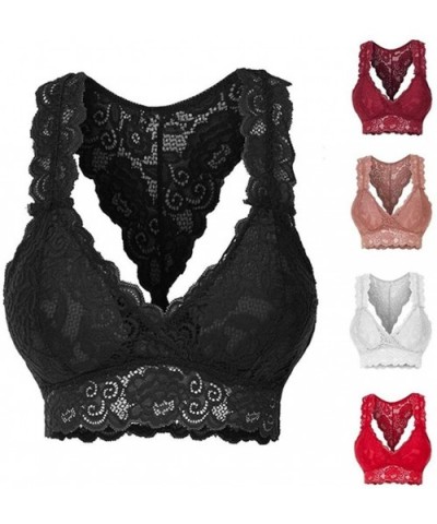 Women Ladies Fashion Stretchy Floral Lace Hollow Out V Sexy Bralette Bra Everyday Bras - White - CF194UQDKDU $12.50 Bras