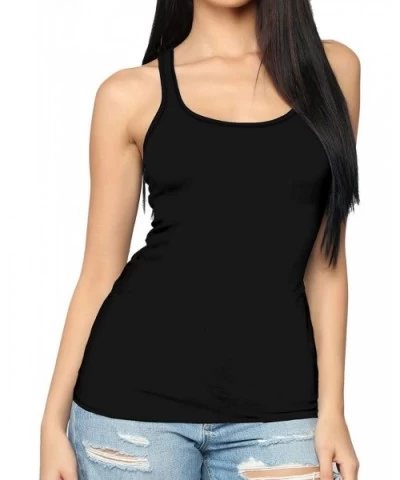 Basic Slim Fit Tank Tops Sleeveless Cotton Top for Women - Black-tank2 - CE1903XQWS8 $16.84 Shapewear