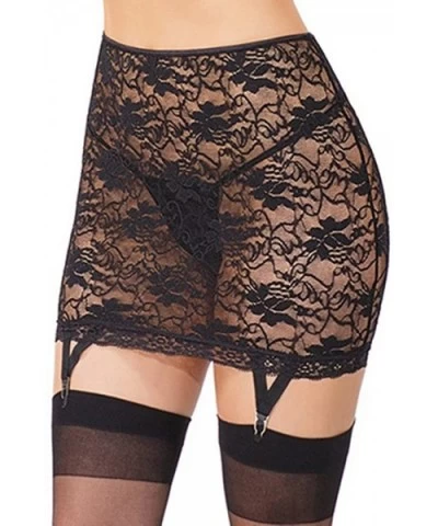 C3328 Women's Skirt in Lace Black - Black - CF11PO3DW4V $14.03 Garters & Garter Belts