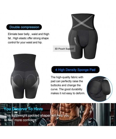 Tummy Control Short Men High Waist Slimming Shapewear Seamless Compression Underwear Trimming Boxer Brief - Black 2 - CD18XEU...