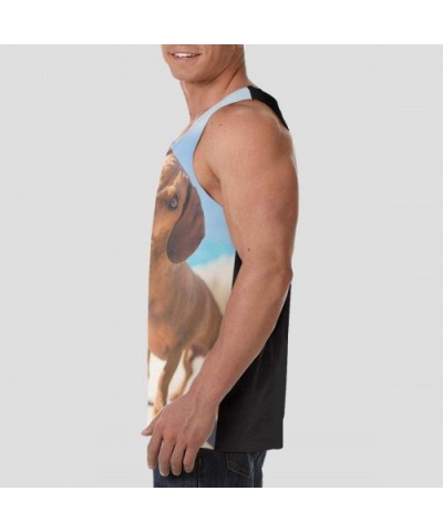 Men's Soft Tank Tops Novelty 3D Printed Gym Workout Athletic Undershirt - Special Design Dachshund Dog - CP19DE923S2 $32.64 U...