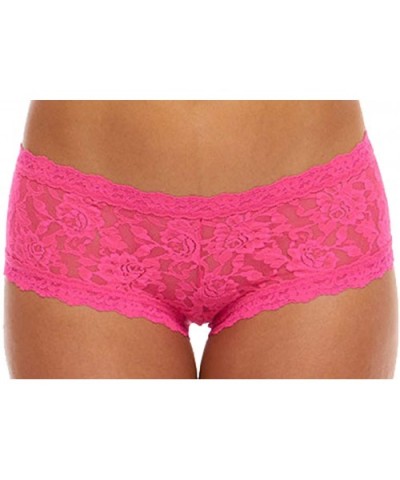 Women's Signature Lace Boy Shorts - Flamboyant Pink - CQ18MD5KC57 $49.97 Panties