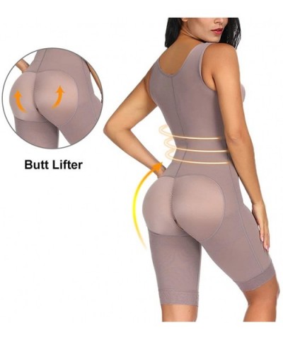 Womens Body Shaper Butt Lifter Tummy Control Shapewear High Waist Crotchless Slimming Bodysuit with Hook - Brown - CG18XU7YO8...