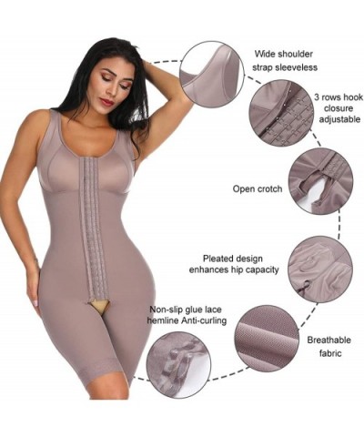 Womens Body Shaper Butt Lifter Tummy Control Shapewear High Waist Crotchless Slimming Bodysuit with Hook - Brown - CG18XU7YO8...