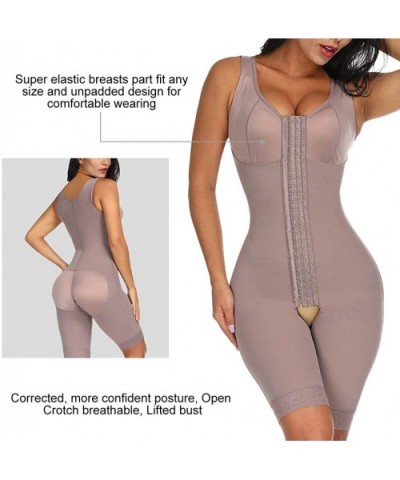 Womens Body Shaper Butt Lifter Tummy Control Shapewear High Waist Crotchless Slimming Bodysuit with Hook - Brown - CG18XU7YO8...