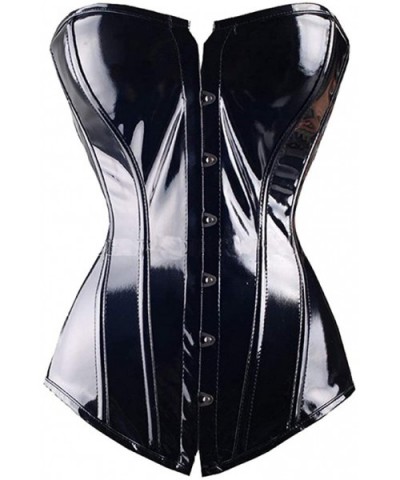 Women Steampunk Bustiers Sexy PVC Corset Lingerie Slim Waist Cincher Push Up Overbust - Black - CJ18TML5EM0 $51.23 Bustiers &...