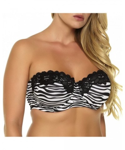 Women's Plus Size 1/2 Cup Sexy Printing Bra with Lace - Zebra - CU188000E4D $31.29 Bras