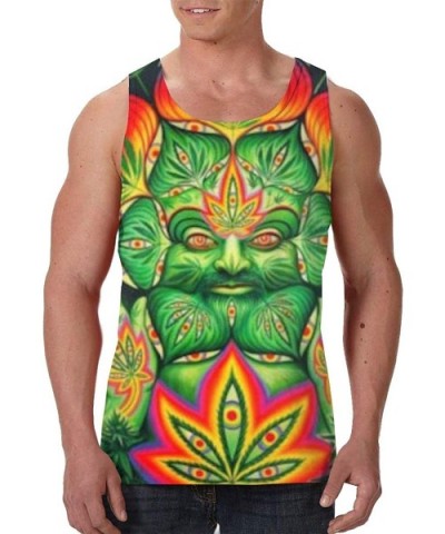 Men's Fashion Sleeveless Shirt- Summer Tank Tops- Athletic Undershirt - Third Eye Cannabis Leaf Weed Marijuana - CR19D8DA4AC ...