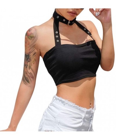 Women Sexy Spaghetti Strap Crop Tube Top Camisole Chest Wrap Bandeau for Party Club - Black1 - CL18NM4CXG4 $13.65 Camisoles &...