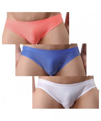 Low Waist Jacquard Underwear Men's Briefs B1151 - Orange\ Blue\ White - CD12N3ZGIFW $34.28 Briefs