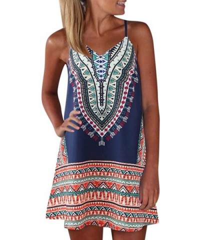 Womens Mini Dresses Boho Sleeveless Dress A-Line Tunic Tank Sundress - 1 Blue - C118RYOAH6E $18.67 Thermal Underwear