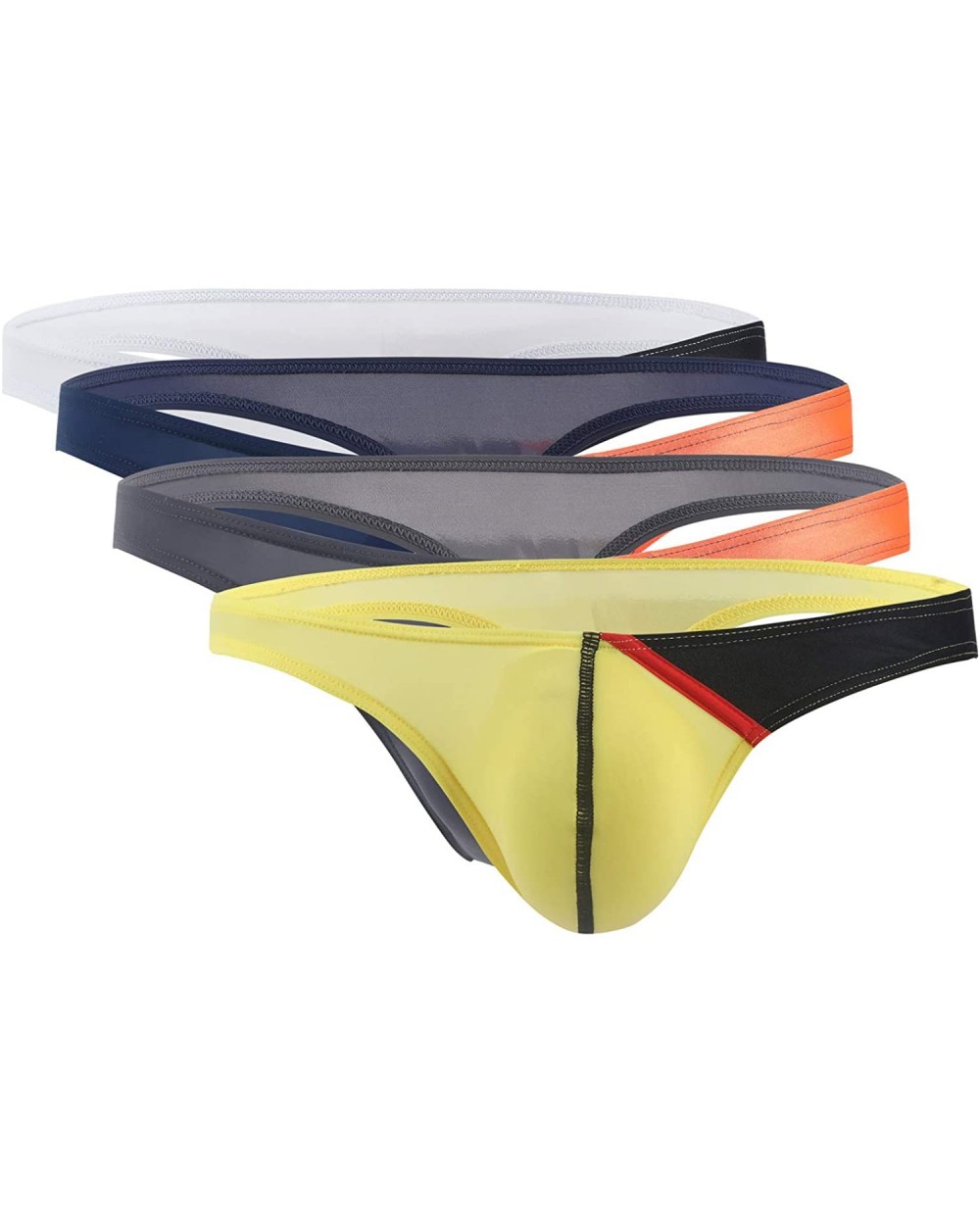 Men's Thongs Underwear Low Waist Ice Silk Briefs Bikini Bulge Enhancing - Purple-grey-yellow-white - CL18UYERHY9 $36.58 G-Str...