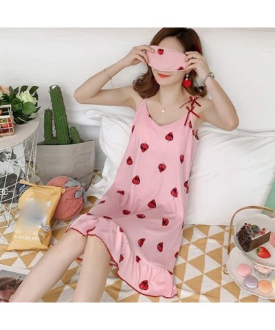 Women Home Suspender Sexy Lady Dress Nightdress Sleeveless Lovely Pajamas - F - CC198HCCNCN $27.74 Robes