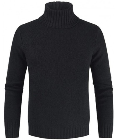 Men's Casual Slim Fit Basic Tops Knitted Thermal Turtleneck Pullover Sweater M-XXXL - Black - C3194Z3OGH2 $43.83 Thermal Unde...