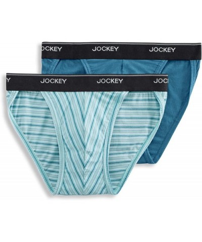 Men's Underwear Elance String Bikini - 2 Pack - Cool Blue Stripe/ Lake Blue - C3195ZSRU5M $16.19 Bikinis