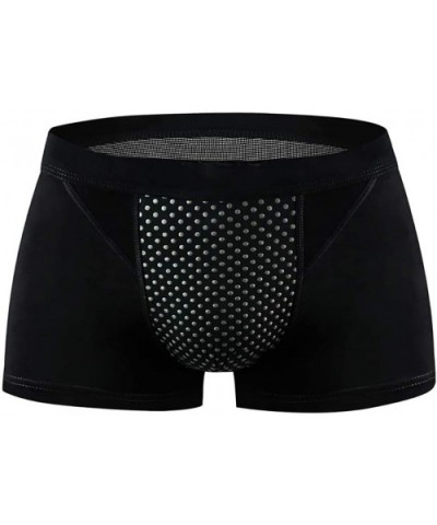 Men Soft Breathable Magnetic Boxer Therapy Healthcare Mid Waist Briefs Casual Underwear-3XL Black - C018X852506 $41.41 Boxer ...