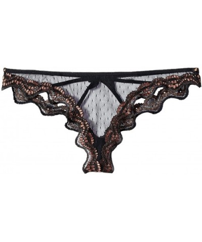 Women's Lace Trim Cage Panty 3p Pack - Black/Mocha - CD11OCUDS6T $44.74 Panties