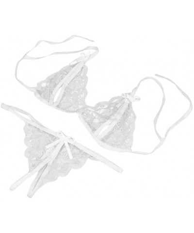 Sleepwear Nightgown Chemise for Ladies Lingerie Lace Slips Sleep Dress-Sexy Nighties Floral Mesh Night Skirt - White - C4194Z...