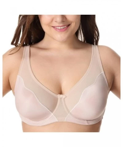 Women Comfort V-Neck Full Coverage No Padding Underwire Minimizer Bra - Beige03 - C718QHECETG $57.44 Bras