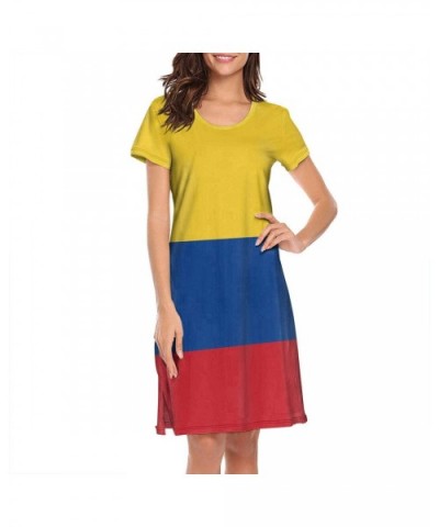 Womens Nightgown Colombian Flag Short Sleeve Sleep Dress - Colombian Flag - CZ18ZXCH6KU $50.93 Sets