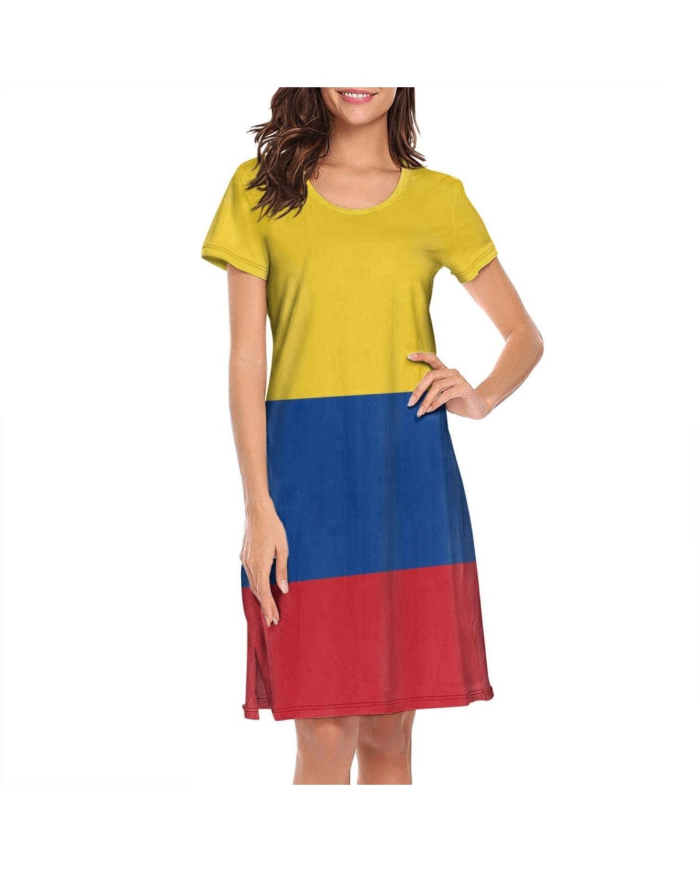 Womens Nightgown Colombian Flag Short Sleeve Sleep Dress - Colombian Flag - CZ18ZXCH6KU $50.93 Sets