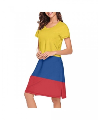 Womens Nightgown Colombian Flag Short Sleeve Sleep Dress - Colombian Flag - CZ18ZXCH6KU $50.93 Sets