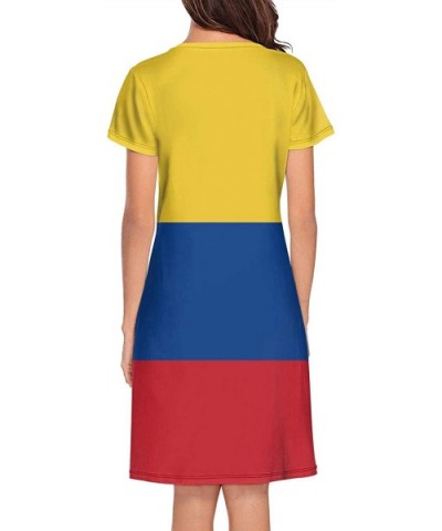 Womens Nightgown Colombian Flag Short Sleeve Sleep Dress - Colombian Flag - CZ18ZXCH6KU $50.93 Sets